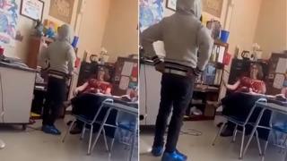 Skandal görüntüler! Sınıf arkadaşlarının gözü önünde öğretmenine tokat attı... Sınıftan kahkaha sesleri yükseldi... Sosyal medyada gündem oldu