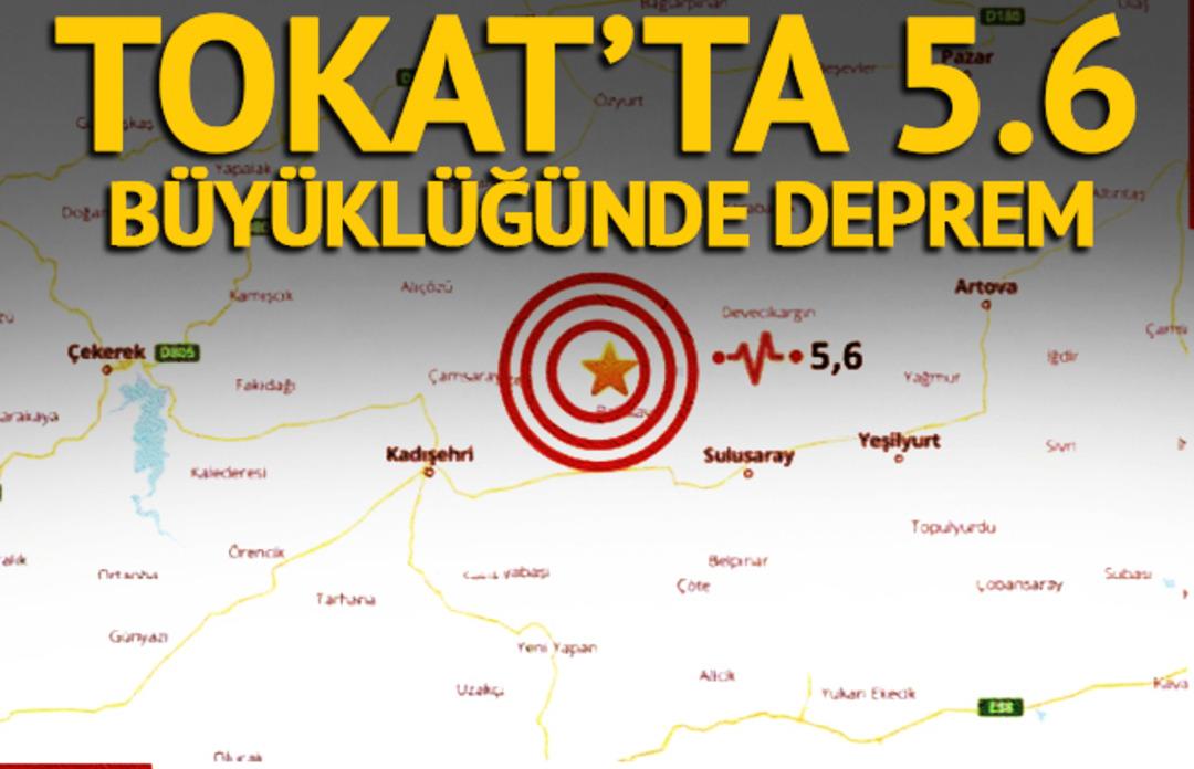 Tokat'ta 5.6 b&uuml;y&uuml;kl&uuml;ğ&uuml;nde deprem! Samsun, Sivas, Kayseri, &Ccedil;orum'da da hissedildi: B&ouml;lge beşik gibi, &ccedil;ok sayıda art&ccedil;ı meydana geldi: Tokat ve Yozgat'ta eğitime ara verildi (AFAD-Kandilli son depremler)