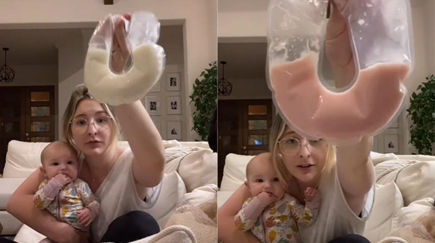 Anne sütünün arkasındaki gerçeği paylaştı! İkisini de kendi sütü, ikisi de farklı renkte: "Çilekli süt gibi"