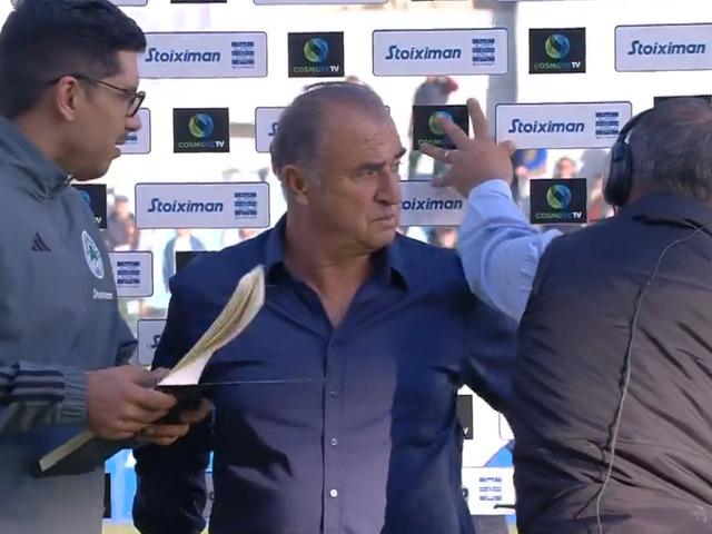 Fatih Terim'den yıllar sonra yine aynı cümle! Düşme tehlikesi yaşayan Yunan muhabire: "Bizim yanımızdakiler devrilmez"