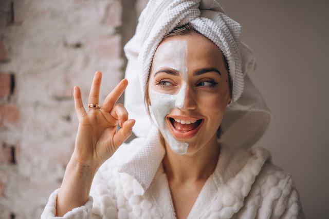 portrait-woman-with-facial-mask-half-face