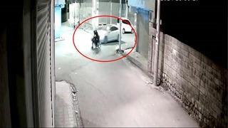 Mardin'de otomobil ile motosikletin çarpıştığı kaza kamerada