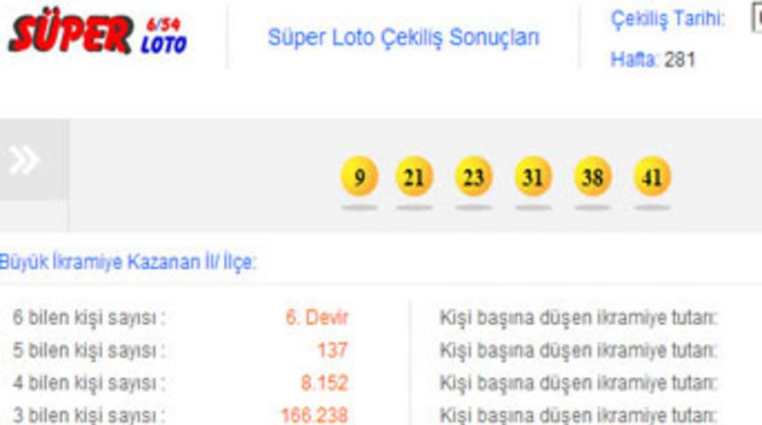 S&uuml;per Loto Sonu&ccedil;ları 07 Mart 2013