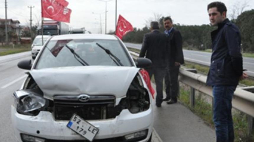 Bah&ccedil;eli'nin konvoyunda zincirleme kaza!