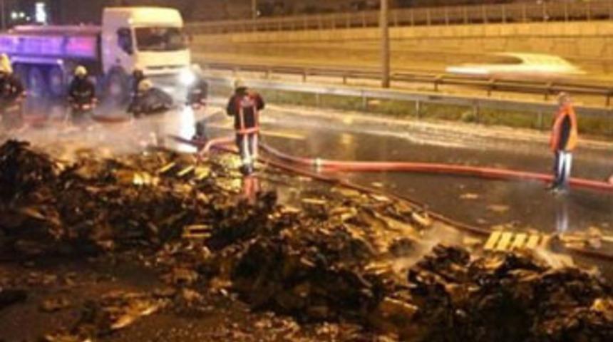 TEM&rsquo;i kilitleyen yangın