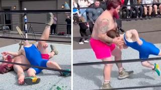 Sosyal medya bu cinsiyet partisini şaşkınlıkla takip etti! Pembe ve mavi kostümlü adamlar bahçede güreş yaptı... Tezahüratlar havada uçuştu