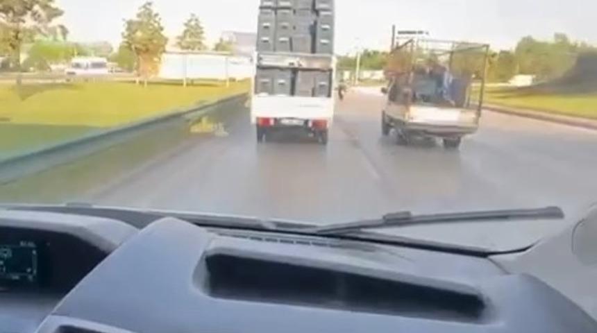 Bursa’da tehlikeli taşımacılık kamerada