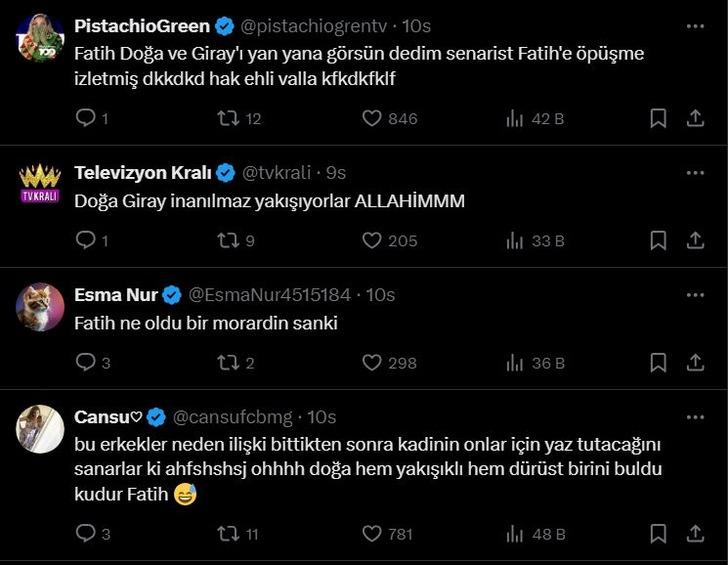 Kızılcık Şerbeti'nde Doğa ve Giray öpüştü, Fatih yakaladı! O anlar sosyal medyaya damga vurdu G4