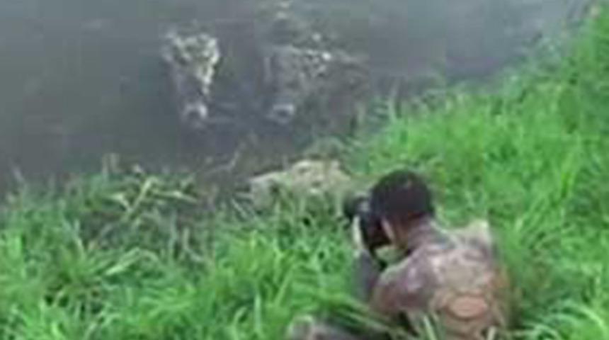 Fotoğrafını çekerken timsaha yem oluyordu