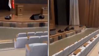 Ankara'daki kuvvetli sağanak nedeniyle AK Parti Kongre Merkezi'ndeki salonu da su bastı