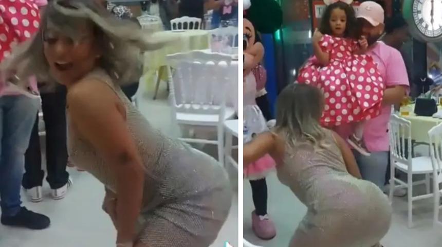 Sosyal medyada bu görüntüleri konuşuyor! Kızının doğum gününde bir anda twerk yapmaya başladı... Tepkiler gecikmedi