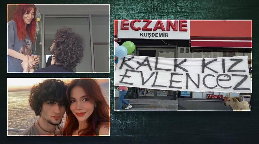 Lösemi tedavisi gören kız arkadaşına hastane odasında evlilik teklifi etti! "Kalk kız evlencez" pankartı açtılar