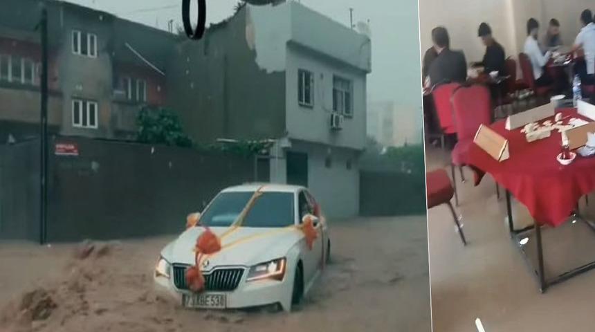 Şırnak'tan ilginç görüntüler! Sel sularına kimse aldırış etmedi: Kimi düğün yaptı kimi kıraathanede oyun oynadı...