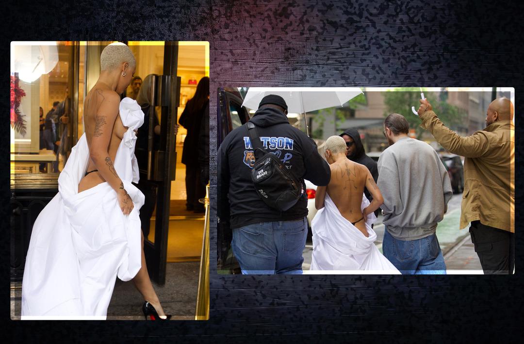 Doja Cat alışverişe &ccedil;ıktı! &Ccedil;arşafa sarınıp dolaştı herkes ona baktı