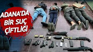 Adana'daki çiftliği suç merkezine çevirmişler! Kalaşnikoflar, pompalı tüfekler ortalığa saçıldı; polis yüzüstü yere yatırıp yakaladı