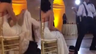 Düğün davetlilerini şaşkına çeviren düğün dansı! Damat önce gelinin karşısında dans etti ardından eteğini açıp gözden kayboldu