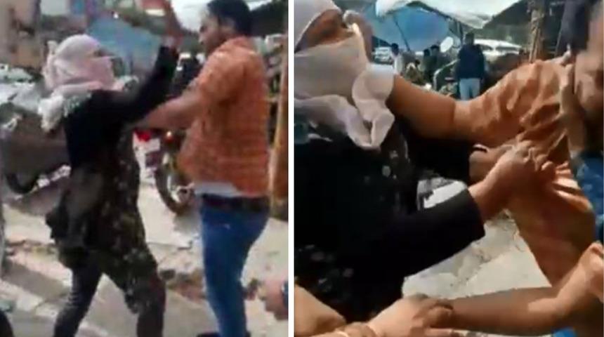 Kendisini aldattığını öğrendiği kocasını sokak ortasında dövdü! O anlar saniye saniye kameralara yansıdı... Çevredekiler araya giremedi