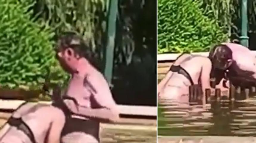 Şaşkına çeviren görüntüler! Kadını süs havuzunda boğmaya çalıştı... Çevredekiler böyle yardımına koştu