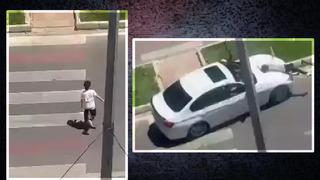 Oğlunun okula gidişini hatıra olsun diye çekiyordu! Çığlıklarla arabanın çarptığı anı kaydetti