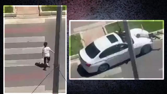 Oğlunun okula gidişini hatıra olsun diye çekiyordu! Çığlıklarla arabanın çarptığı anı kaydetti