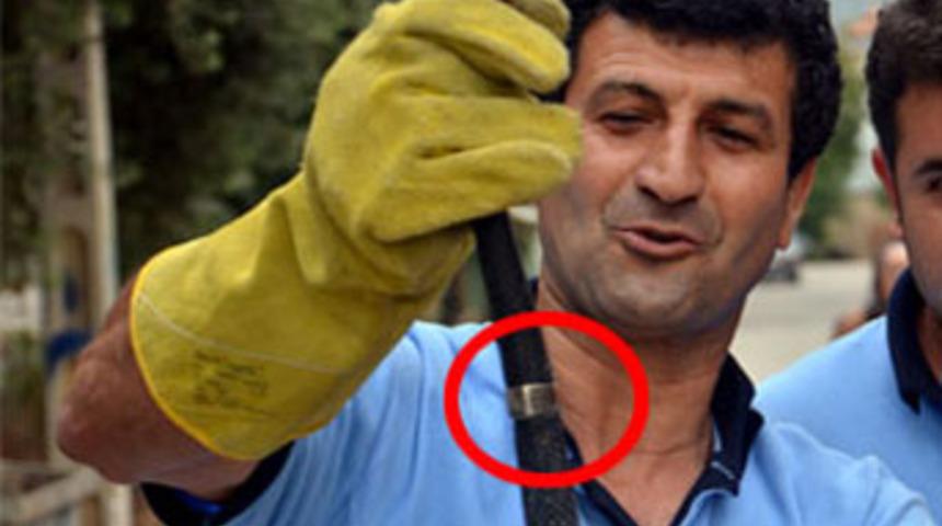 Kayıp y&uuml;z&uuml;k yılanın boynunda bulundu