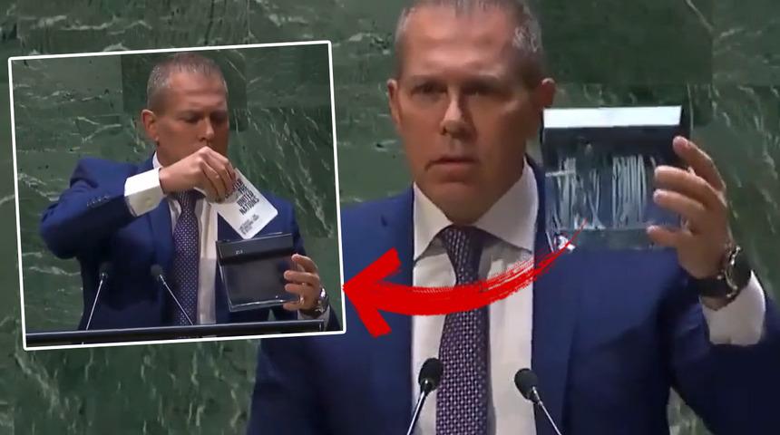 BM’nin Filistin kararı İsrail’i çıldırttı! İsrail temsilcisinin bu hareketi olay oldu, tepki gecikmedi: ‘Seviyesizlik…’