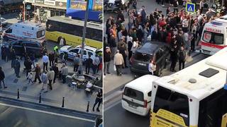 İstanbul'da korku dolu anlar! Birden kaldırıma çıkan otomobil yayaların arasına daldı: Yaralılar var