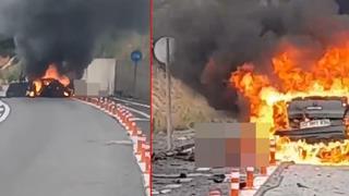 Antalya'da korkunç kaza! Takla atan aracın içinde yanarak can verdiler