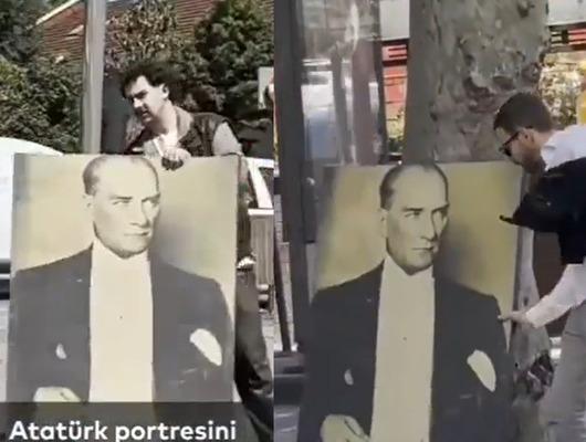Atatürk portreleri bırakıldı! Kameralara öyle anlar yansıdı ki...