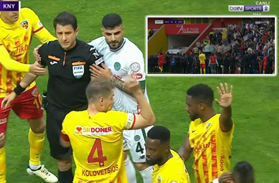 Kayserispor Başkanı Ali &Ccedil;amlı sahaya girdi, Halil Umut Meler'in &uuml;zerine y&uuml;r&uuml;d&uuml;!
