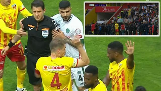 Kayserispor Başkanı Ali Çamlı sahaya girdi, Halil Umut Meler'in üzerine yürüdü!
