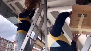 Mahallede tedirginliğe yol açtı! Yuva yapan arıları kutuyla almak isteyince olanlar oldu, o anlar kameraya yansıdı