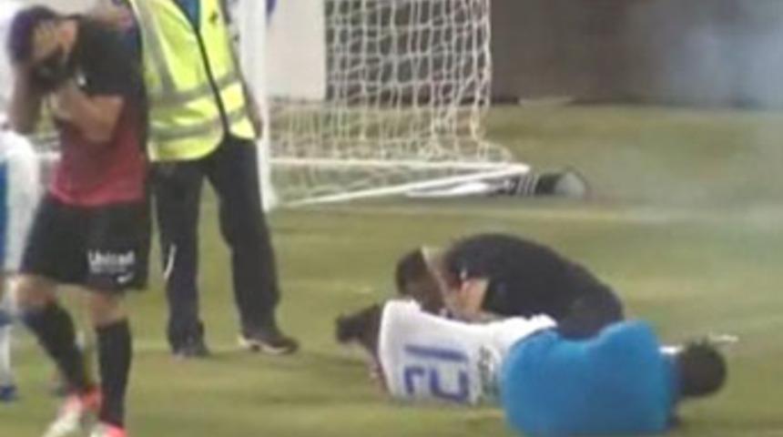 Sahaya atılan yabancı madde b&ouml;yle patladı