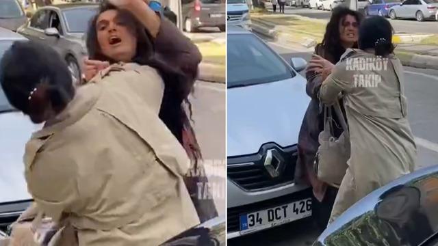 Yer: Üsküdar! Sokak ortasında bir vatandaş ve dilenci kadın arasındaki kavga böyle kaydedildi... Pis sensin