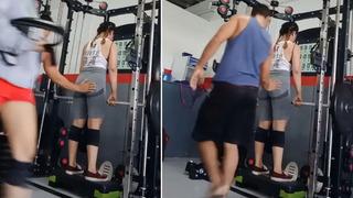 Spor salonundaki taciz anları saniye saniye kameraya yakalandı! Yanından geçerken genç kadının kalçasına dokundu