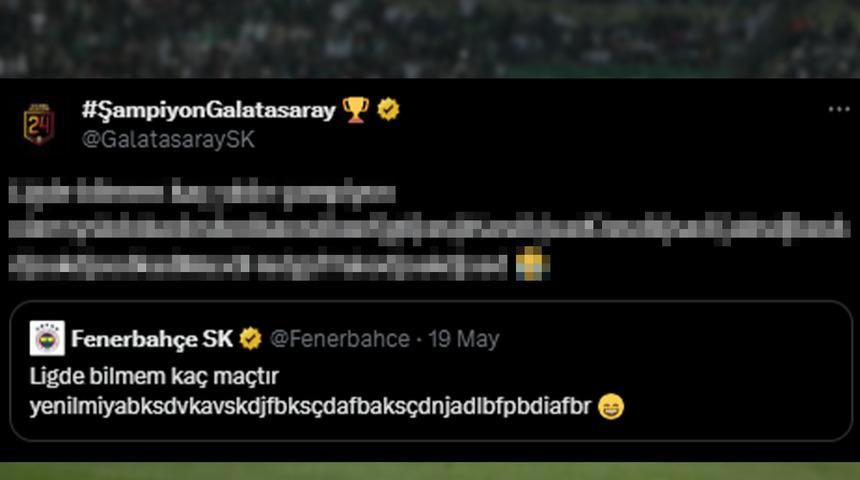 Galatasaray, Fenerbah&ccedil;e'nin derbi paylaşımına b&ouml;yle yanıt verdi! Taraftardan beğeni yağmuru