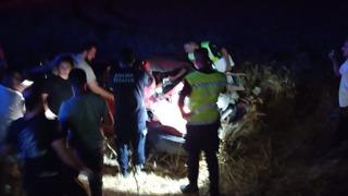 Sürücü köpeğe çarpmamak için manevra yaptı, otomobil şarampole devrildi: 5 kişi yaralandı