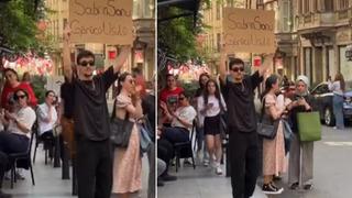 Sokak ortasında açtığı pankart şaşkına çevirdi! Bir gören bir daha baktı... Sabrın sonu görücü usulü