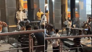 Ne sandalye kaldı ne de masa! Hepsi havada uçuştu... Restoran personeli ve müşteriler arasında kavga böyle kaydedildi