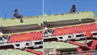 İntihar etmek isteyen kadını itfaiye ekipleri yakaladı! Heyecan dolu anlar kamerada