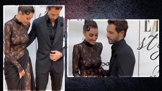 Hande Erçel ve Hakan Sabancı ELLE Style Awards 2024'te... Bacak gösterme çabası ve Sabancı'nın siniri gündemde 