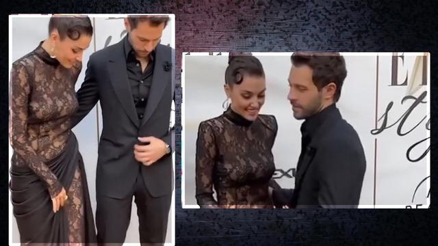 Hande Erçel ve Hakan Sabancı ELLE Style Awards 2024'te... Bacak gösterme çabası ve Sabancı'nın siniri gündemde 