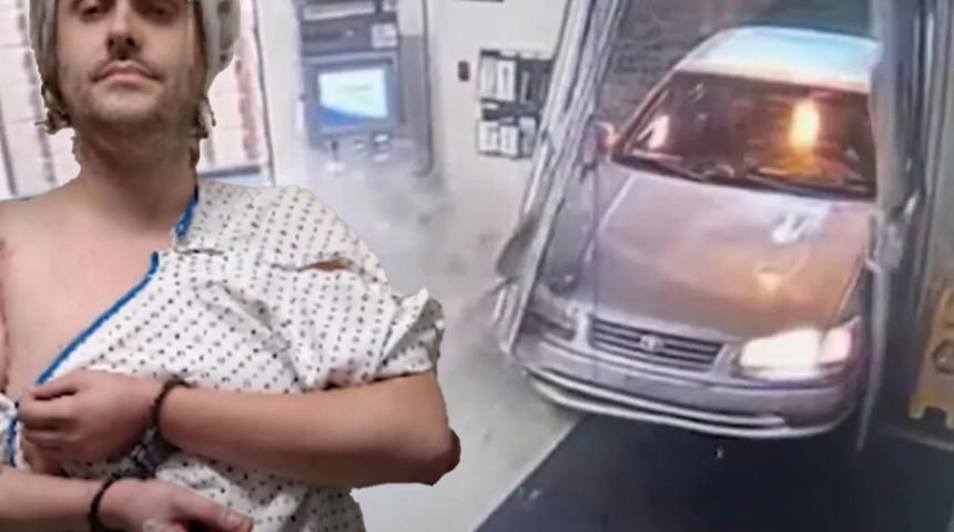 Arabasıyla hapishane duvarına çarparak içeri girdi! Yarı çıplak sürücü tehditler savurdu... "Şeytan öldürmemi söyledi"