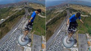 230 metrelik kuleye tırmandı: Nefes kesen anlar saniye saniye kamerada!