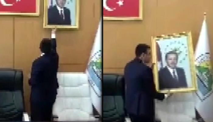 Erdoğan'ın fotoğrafını duvardan indirmişti