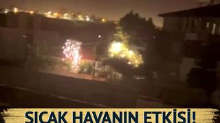 Yer: Hatay! Sıcakla birlikte genleşen elektrik kablolarındaki patlamalar kamerada