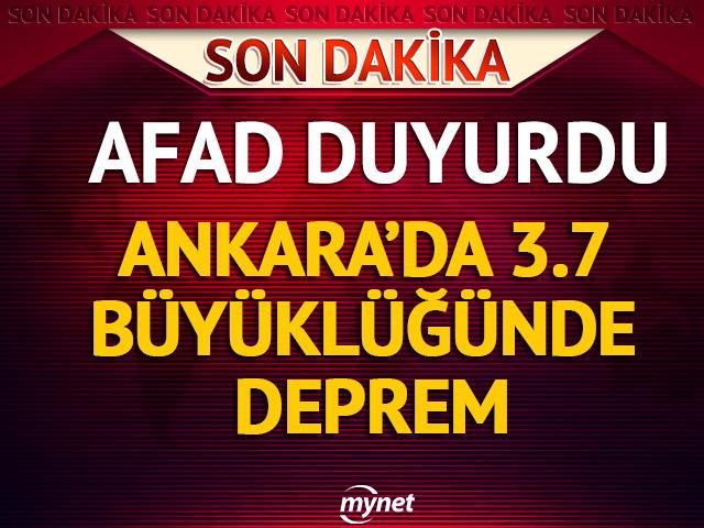 Son dakika: AFAD duyurdu: Ankara'nın Bala ilçesinde 3.7 büyüklüğünde deprem 