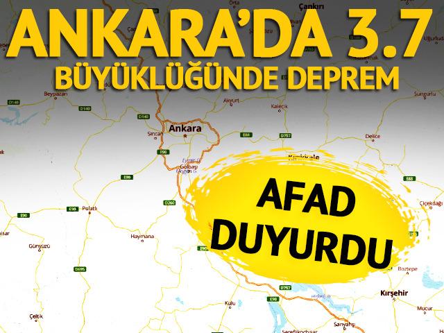 Son dakika: AFAD duyurdu: Ankara'nın Bala ilçesinde 3.7 büyüklüğünde deprem 