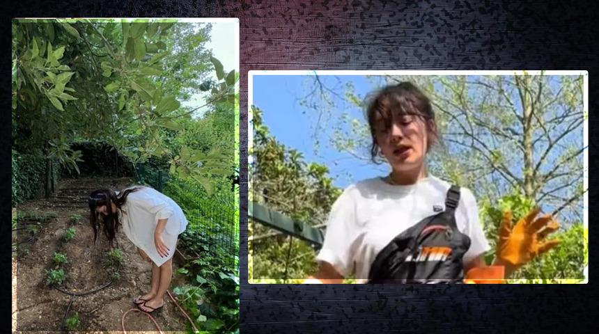Ünlü oyuncu Neslihan Atagül bahçesini ekip biçiyordu! İlk mahsulünü alınca dayanamadı