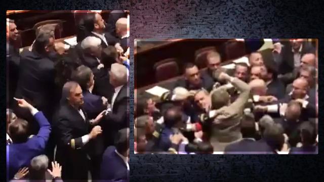 İtalyan Parlamentosu karıştı! Yumruklar havada uçuştu